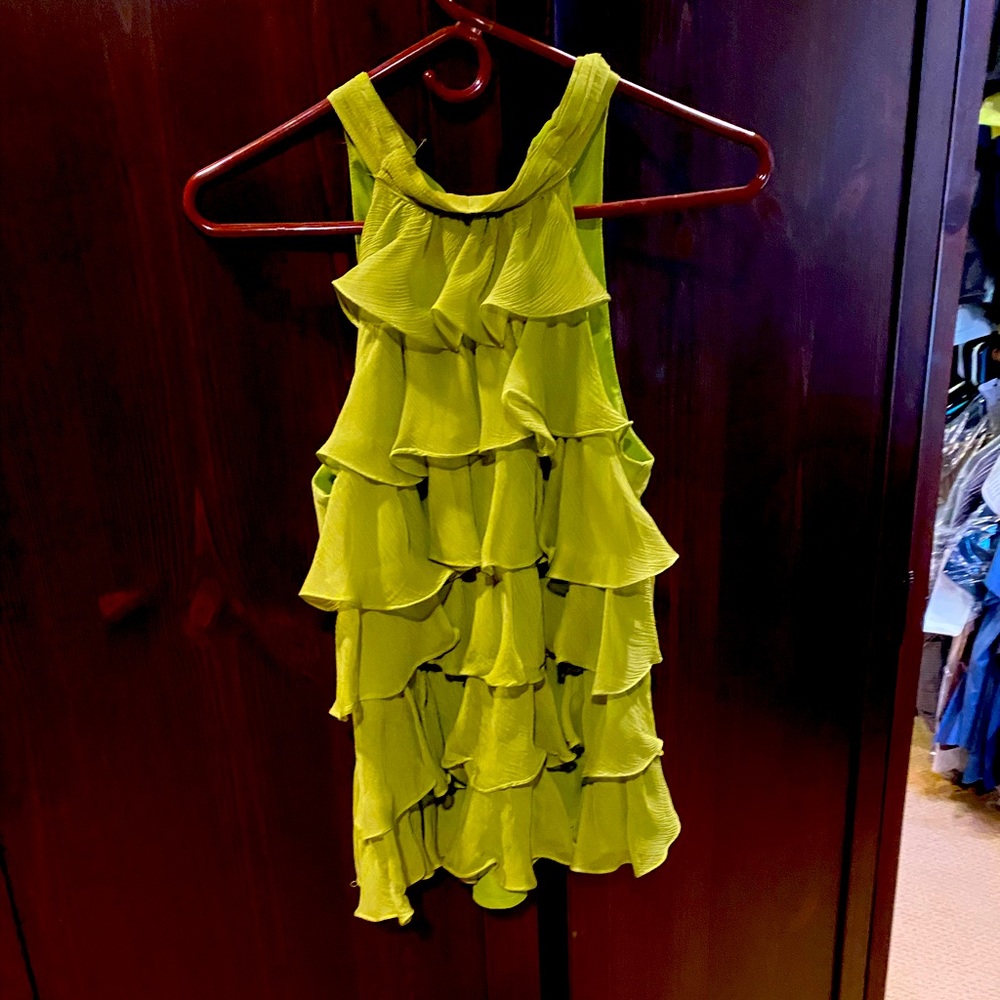 Flounce lime green blouse